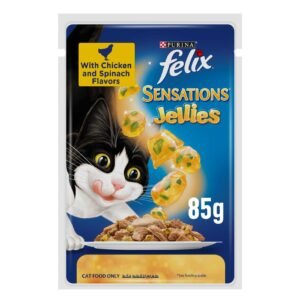 Purina Felix Sensations Jellies with Chicken and Spinach Flavours Cat Wet Food, 85g – Wholesale & Export UAE