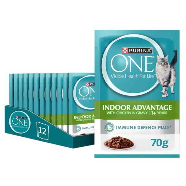 Purina One Indoor Advantage with Chicken in Gravy Cat Wet Food, 1 Years and above, 85g Pack of 12 – Wholesale & Export UAE