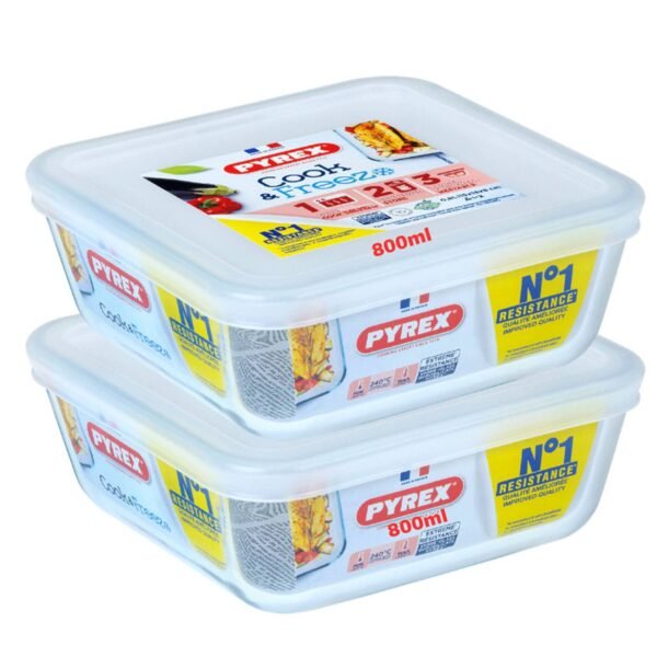 Pyrex Cook and Freeze Square Glass Dish 0.8L, Pack of 2 – Wholesale & Export UAE