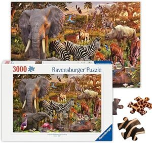 Ravensburger African Animal World 3000 Piece Jigsaw Puzzle, Soft Click Quality, Large 121×80 cm Finished Artwork of Safari Wildlife Scene fo – Wholesale & Export UAE