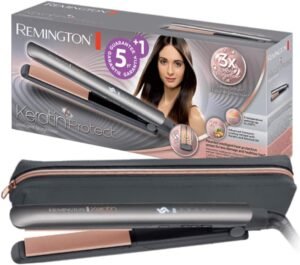 Remington S8598 Keratin Protect Intelligent Ceramic Hair Straighteners, Infused With Keratin And Almond Oil, Grey – Wholesale & Export UAE