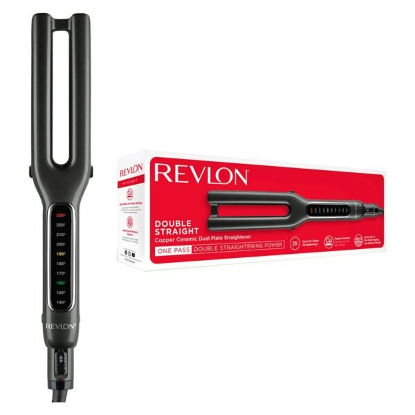 Revlon Double Straight Hair Straightener RVST2204ARB, Black, Ceramic Dual Plate – Wholesale & Export UAE
