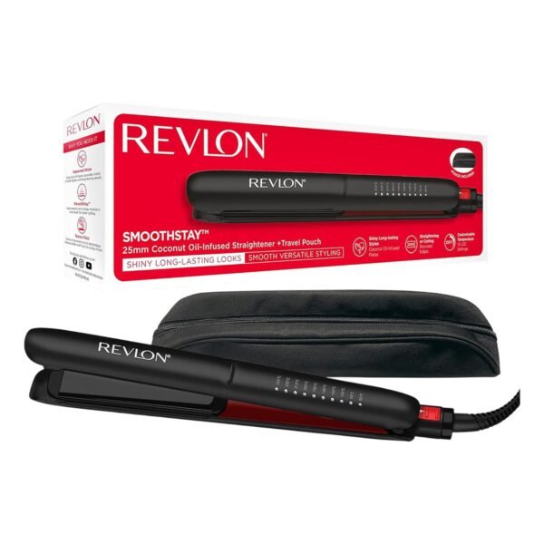 Revlon-Smooth-Stay-Coconut-Oil-Infused-Straightener-RVST2211PARB-Black-Ceramic-Plates-2 Revlon Smooth Stay Coconut Oil-Infused Straightener RVST2211PARB, Black, Ceramic Plates – Wholesale & Export UAE