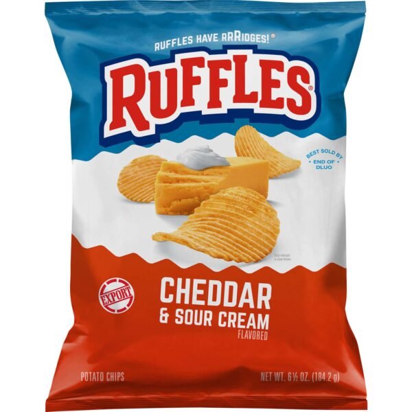 Ruffles Cheddar and Sour Cream Flavoured Potato Chips, 184.2g – Wholesale & Export UAE