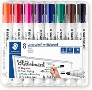 STAEDTLER Lumocolor 351 WP8 Whiteboard-Marker (Rundspitze ca. 2 mm Linienbreite, Set mit 8 Farben, hohe Qualität, trocken und rückstandsfrei – Wholesale & Export UAE