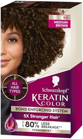 Schwarzkopf Keratin Color Permanent Hair Color, 5.0 Medium Brown, 1 Application - Salon Inspired Permanent Hair Dye, For Up To 80% Less Brea – Wholesale & Export UAE
