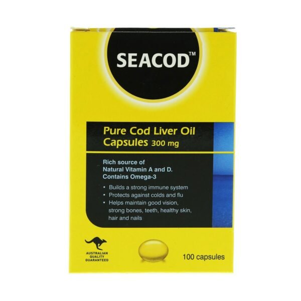 Seacod Pure Cod Liver Oil Capsules 300mg 100 Capsules – Wholesale & Export UAE