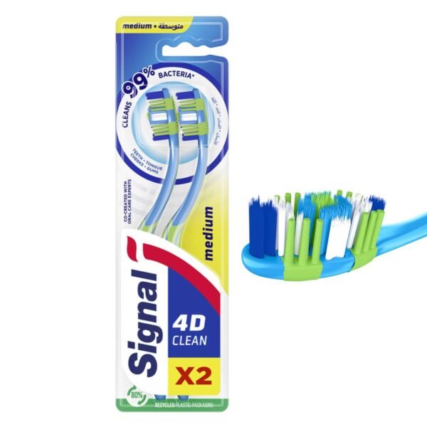 Signal 4D Medium Toothbrush Clean 2 Per Pack – Wholesale & Export UAE