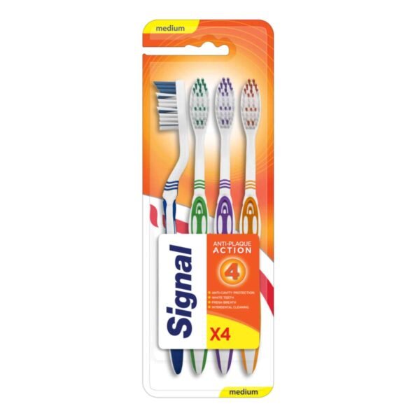Signal Anti-Plaque Action Toothbrush Medium Multicolour 4 PCS – Wholesale & Export UAE