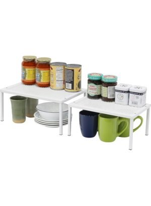 Simple Houseware Expandable Stackable Kitchen Cabinet and Counter Shelf Organizer, White – Wholesale & Export UAE
