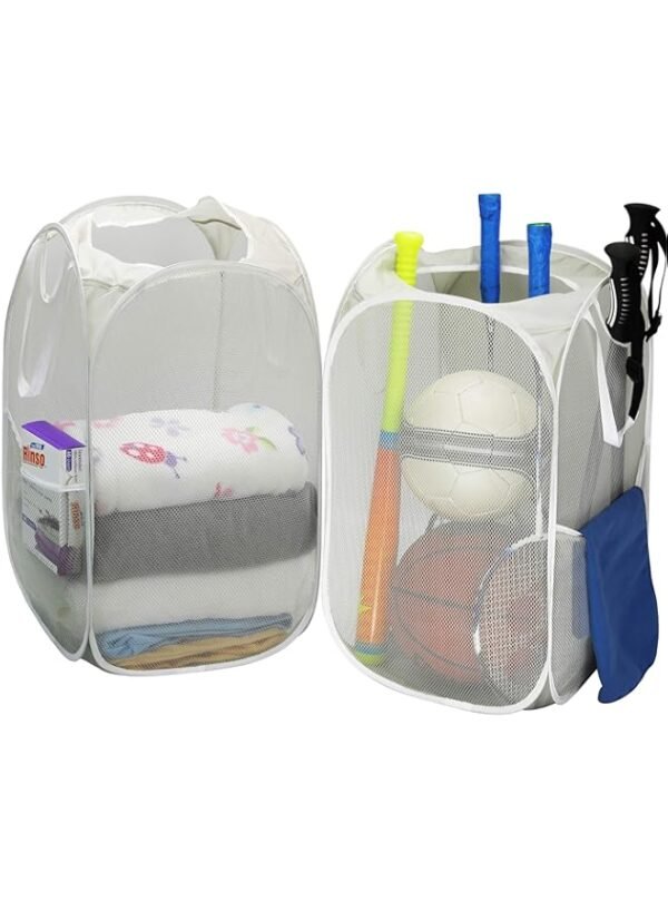 Simple Houseware Mesh Pop-Up Laundry Hamper Basket With Side Pocket, Gray - 2 Pack – Wholesale & Export UAE