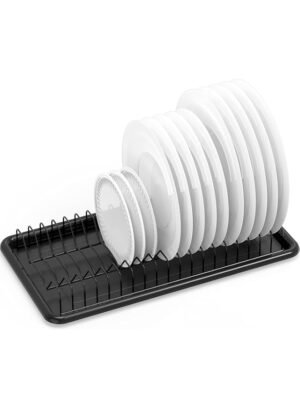 Simple Houseware Plate Drying Rack with Drainboard, Black – Wholesale & Export UAE