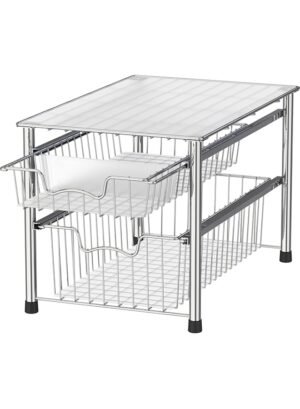 Simple Houseware Stackable 2 Tier Sliding Basket Organizer Drawer, Chrome – Wholesale & Export UAE