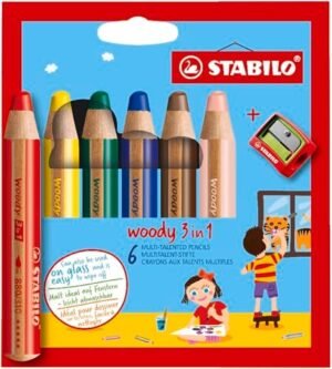 Stabilo Multi-talented Pencil STABILO woody 3-in-1 wallet of 6 assorted colours + sharpener – Wholesale & Export UAE