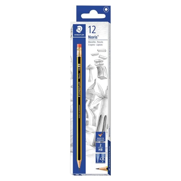 Staedtler Noris HB-2 Eraser Tip Pencils Multicolour 12 PCS – Wholesale & Export UAE