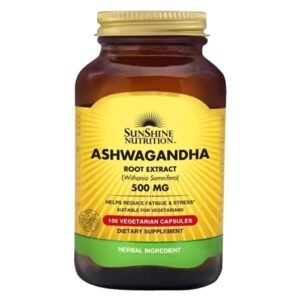 Sunshine Nutrition Ashwagandha Vegetarian Capsules 500mg 100 PCS – Wholesale & Export UAE