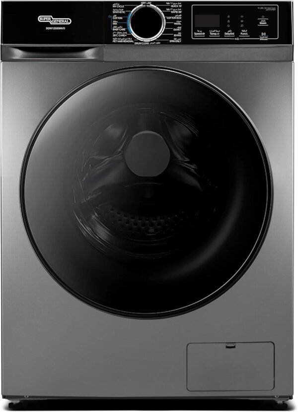 Super-General-12Kg-Fully-Automatic-Front-Load-Washing-Machine-Inverter-Motor-1400-RPM-15-Programs-Steam-Function-Baby-Care-Silver-SGW1-1 Super General 12Kg Fully Automatic Front Load Washing Machine, Inverter Motor, 1400 RPM, 15 Programs, Steam Function, Baby Care, Silver SGW1 – Wholesale & Export UAE