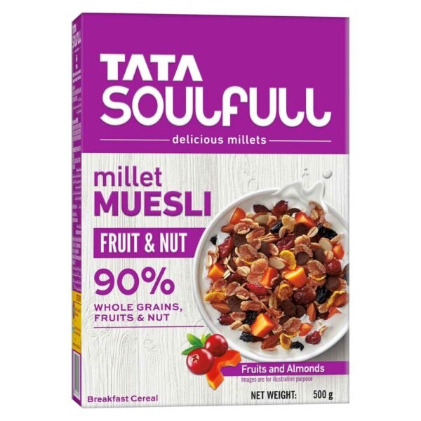 Tata Soulfull Millet Muesli Fruit and Nut Breakfast Cereal, 500g – Wholesale & Export UAE