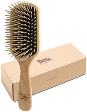 Tek - Rectangular Ash Wood Brush With Long Teeth Handmade In Italy For Long, Thick And Straight Hair - 22 X 6.5 Cm – Wholesale & Export UAE