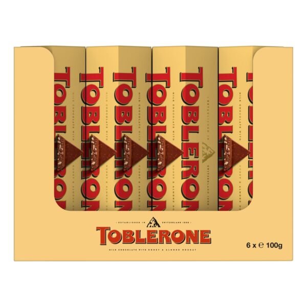 Toblerone Swiss Milk Chocolate Bar with Honey and Almond Nougat, 100g Pack of 20 – Wholesale & Export UAE