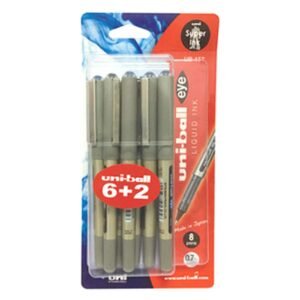 Uni-ball Eye Liquid Ink Rollerball Pen UB157 Blue and Black 0.7mm 8 PCS – Wholesale & Export UAE