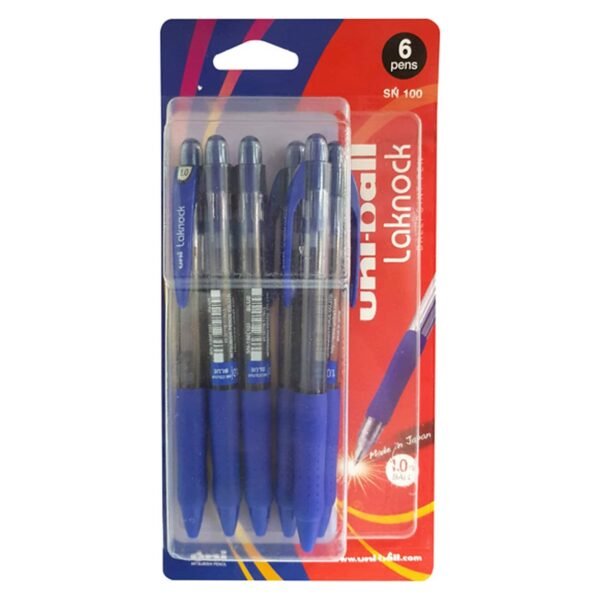 Uni-ball Laknock Ballpoint Pen Blister Blue 6 PCS – Wholesale & Export UAE