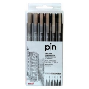 Uni-ball Pin Fineliner Drawing Pen Dark Grey and Black 6 PCS – Wholesale & Export UAE