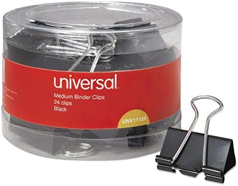 Universal UNV11124 11124 Medium Binder Clips, 5/8-Inch Capacity, 1 1/4-Inch Wide, Black, 24/Pack – Wholesale & Export UAE