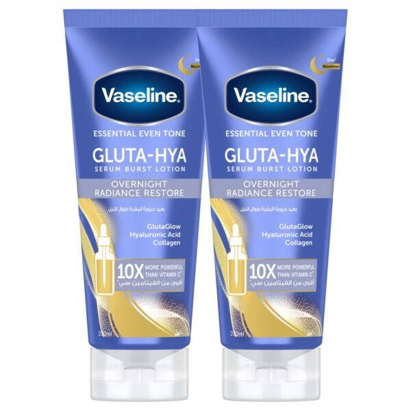 Vaseline Essential Even Tone Gluta-Hya Overnight Radiance Restore Serum Burst Lotion, 200ml Pack of 2 – Wholesale & Export UAE