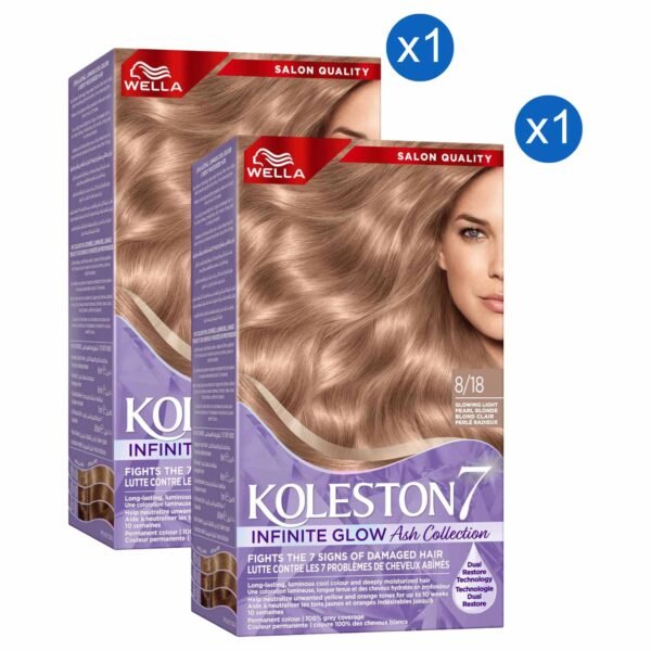 Wella-Koleston-7-Supreme-Infinite-Glow-Ash-Collection-Permanent-Hair-Colour-818-Glowing-Light-Pearl-Blonde-135ml-Pack-of-2 Wella Koleston 7 Supreme Infinite Glow Ash Collection Permanent Hair Colour, 8/18 Glowing Light Pearl Blonde, 135ml Pack of 2 – Wholesale & Export UAE