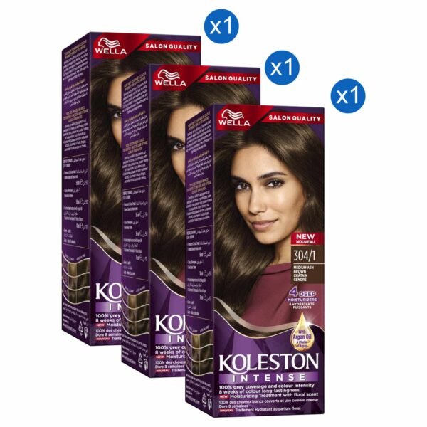 Wella-Koleston-Intense-Hair-Colour-3041-Medium-Ash-Brown-110ml-Pack-of-3 Wella Koleston Intense Hair Colour, 304/1 Medium Ash Brown, 110ml Pack of 3 – Wholesale & Export UAE