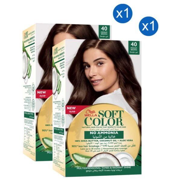 Wella Soft Colour Natural Hair Colour, 40 Medium Brown, Pack of 2 – Wholesale & Export UAE