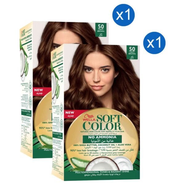 Wella Soft Colour Natural Hair Colour, 50 Light Brown, Pack of 2 – Wholesale & Export UAE