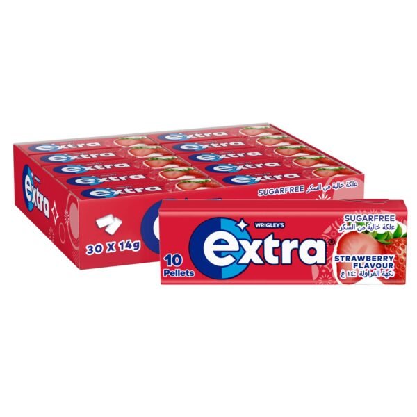 Wrigleyx27s-Extra-Gum-Strawberry-Sugar-Free-Chewing-Gum-Pack-of-30x10-Pellets Wrigley's Extra Gum Strawberry, Sugar Free Chewing Gum Pack of 30x10 Pellets – Wholesale & Export UAE