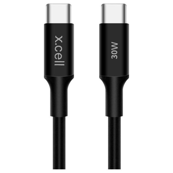 X.Cell-USB-C-to-USB-C-Data-Sync-and-Charging-Cable-Black-1m-30-W-1 X.Cell USB-C to USB-C Data Sync and Charging Cable, Black, 1m, 30 W – Wholesale & Export UAE
