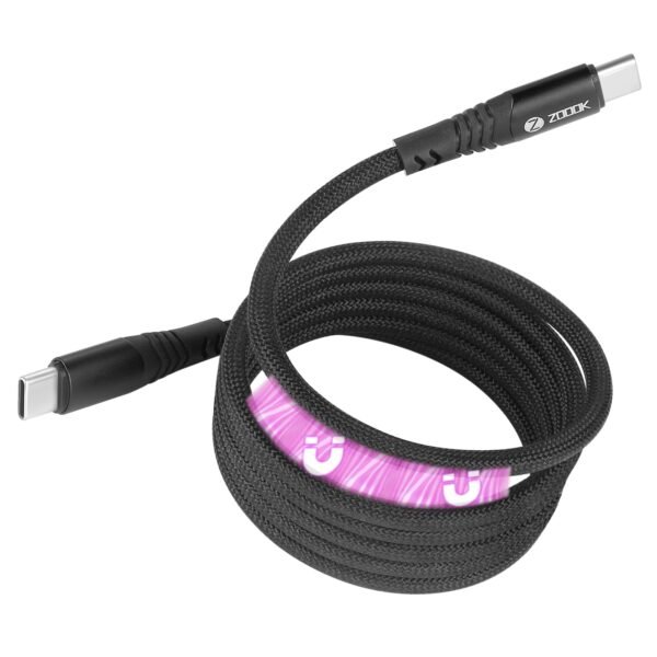 ZOOOK USB-C to USB-C Premium Magnetic Self-Organizing Cable with 65W Power Delivery and 120cm Durable Nylon Braided Sync and Charge Cable, R – Wholesale & Export UAE