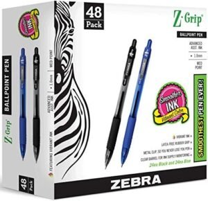 Zebra Pen Bulk Pack Of 48 Ink Pens, Z-Grip Retractable Ballpoint Pens Medium Point 1.0 Mm, 24 Black Pens & 24 Blue Pens Combo Pack – Wholesale & Export UAE