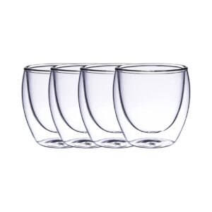 Blackstone Double Wall Glass Tumbler Cups Set Clear 100ml 4 PCS wholesale UAE — bulk export supplier