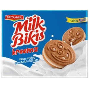 Britannia Milk Bikis Kreemz Milky Smiley Sandwich Biscuits, 44g, Pack of 12 – Wholesale & Export UAE - wholesale supplier | AgroFoods Global