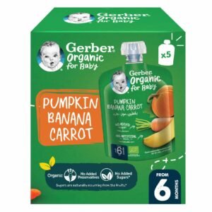 Gerber Organic Pumpkin, Banana and Carrot Baby Food Puree, 90g, Pack of 5 wholesale UAE — bulk export supplier