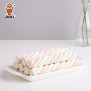 Halal Marshmallow Rainbow Twist Long Marshmallows