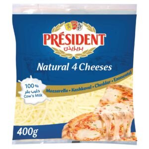President Natural 4 Cheeses Shredded Cheese, 400g – Wholesale & Export UAE - wholesale supplier | AgroFoods Global
