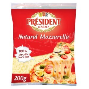President Natural Mozzarella Shredded Cheese, 200g – Wholesale & Export UAE - wholesale supplier | AgroFoods Global