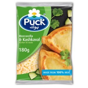 Puck Mozzarella and Kashkaval Shredded Cheese Mix, 180g – Wholesale & Export UAE - wholesale supplier | AgroFoods Global