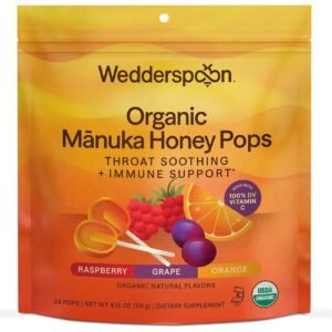 Wedderspoon Organic Mānuka Honey Pops Throat Soothing Plus Immune Support, Assorted Fruit, 118g, Pack of 24 wholesale UAE — bulk export supplier