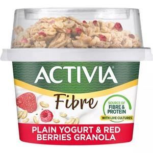 Activia 165g Fibre Plain Yogurt & Red Berries Museli Breakfast Pot