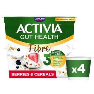 Activia Fibre Berries & Cereals Gut Health Breakfast Yoghurt Multipack 4 x 115g