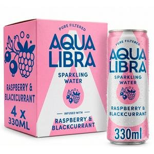 Aqua Libra Sparkling Water Infused with Raspberry & Blackcurrant 4x330ml