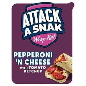Attack a Snak Pepperoni & Cheese Wrap Kit with Tomato Ketchup 83g