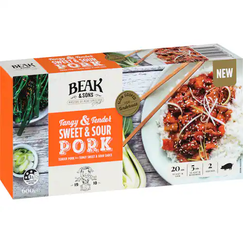 beak & sons sweet & sour pork heat & eat